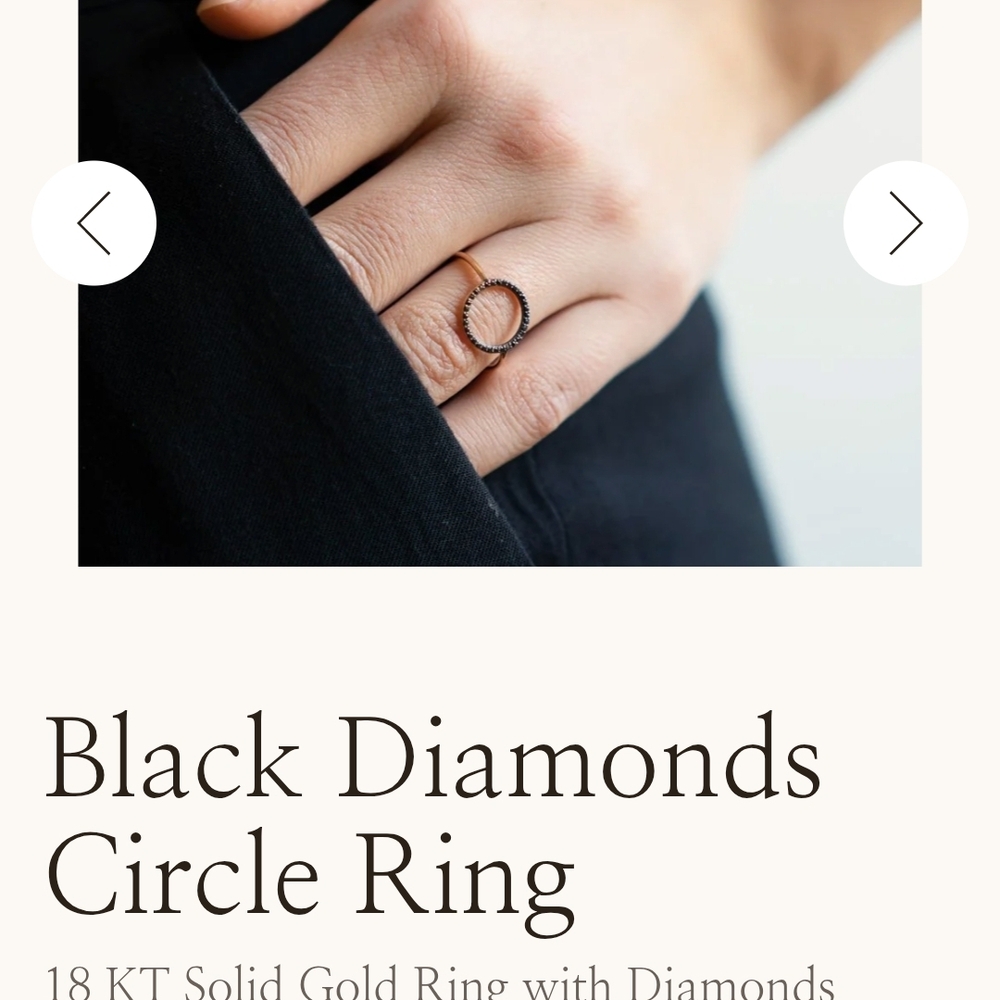 Elegant Black Diamond Gold Circle Ring
